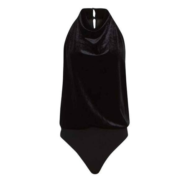 REISS Kimberley Sleeveless Velvet Bodysuit Size XS Black - Picture 1 of 11